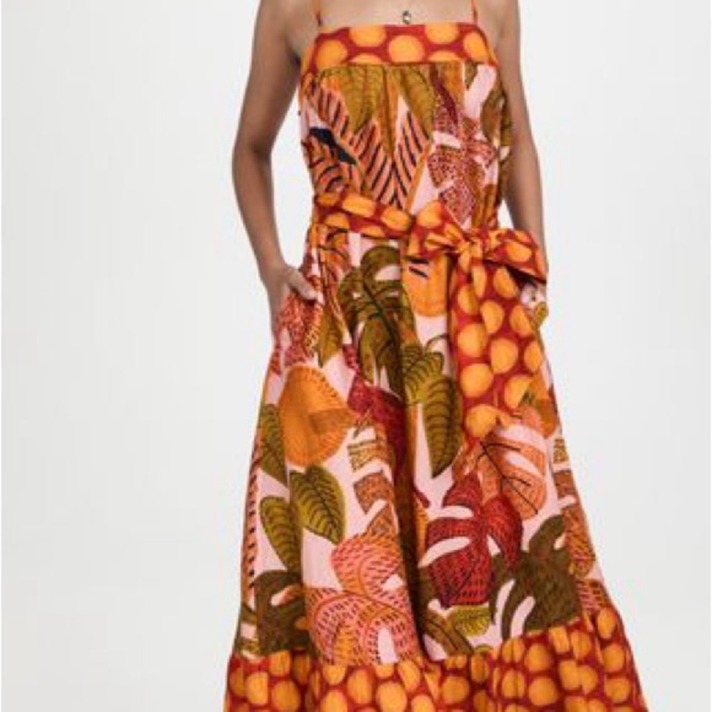 Farm Rio Summer Dream Linen-blend Midi Dress In Multi